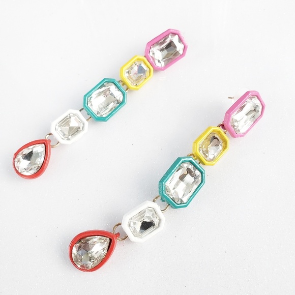 Statement Fashion Colored Drop Earrings - Picture 2 of 4